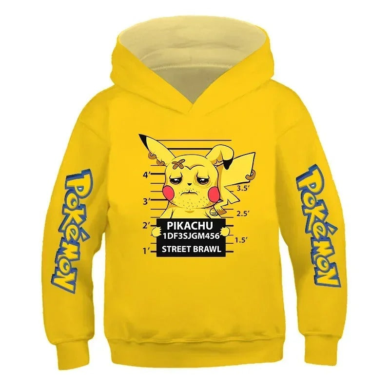 New Autumn 4-14 Years Kids Cotton Pokemon Hoodies Pikachu Sweatshirt Long Sleeve Children Clothes Boys Girls Cool Cute Kids Tops