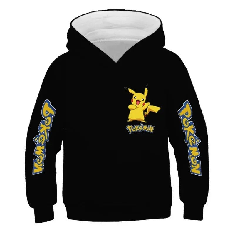 New Autumn 4-14 Years Kids Cotton Pokemon Hoodies Pikachu Sweatshirt Long Sleeve Children Clothes Boys Girls Cool Cute Kids Tops