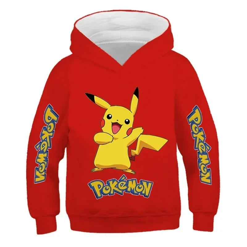New Autumn 4-14 Years Kids Cotton Pokemon Hoodies Pikachu Sweatshirt Long Sleeve Children Clothes Boys Girls Cool Cute Kids Tops