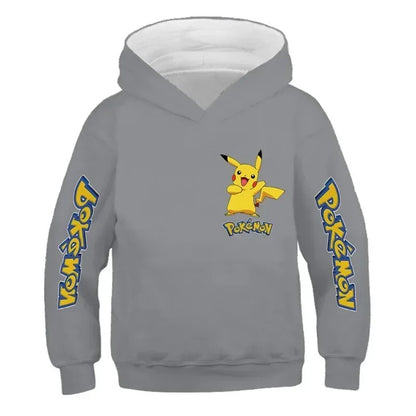 New Autumn 4-14 Years Kids Cotton Pokemon Hoodies Pikachu Sweatshirt Long Sleeve Children Clothes Boys Girls Cool Cute Kids Tops