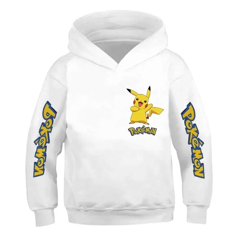 New Autumn 4-14 Years Kids Cotton Pokemon Hoodies Pikachu Sweatshirt Long Sleeve Children Clothes Boys Girls Cool Cute Kids Tops