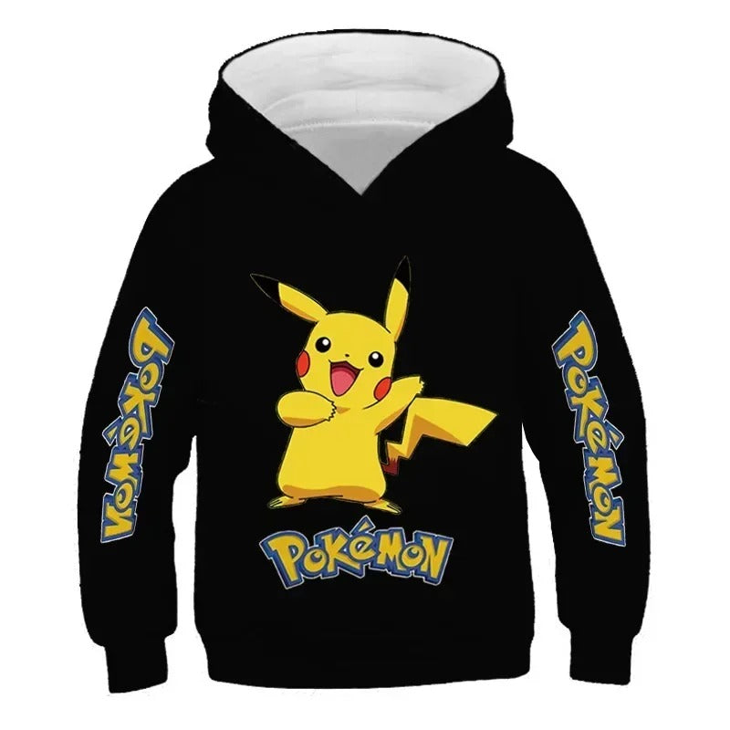 New Autumn 4-14 Years Kids Cotton Pokemon Hoodies Pikachu Sweatshirt Long Sleeve Children Clothes Boys Girls Cool Cute Kids Tops