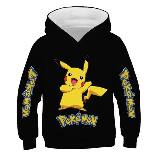 New Autumn 4-14 Years Kids Cotton Pokemon Hoodies Pikachu Sweatshirt Long Sleeve Children Clothes Boys Girls Cool Cute Kids Tops