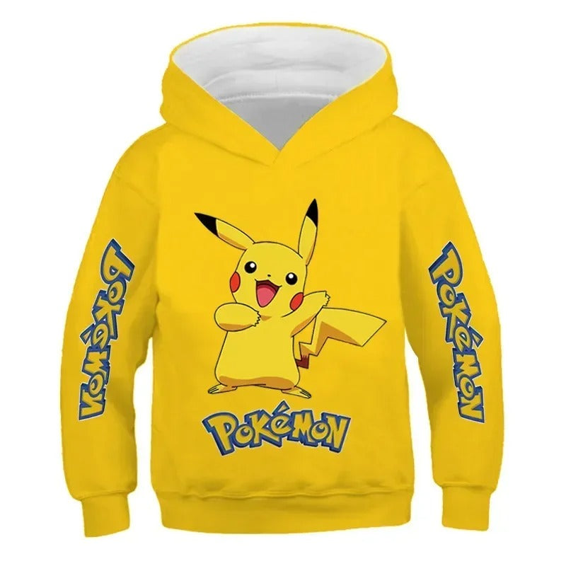 New Autumn 4-14 Years Kids Cotton Pokemon Hoodies Pikachu Sweatshirt Long Sleeve Children Clothes Boys Girls Cool Cute Kids Tops