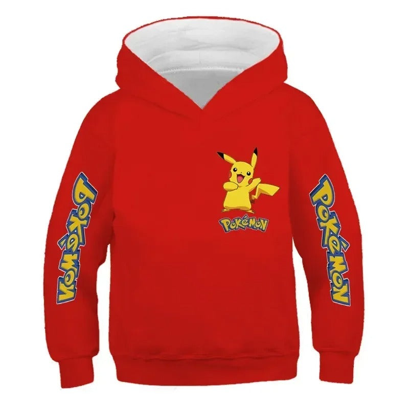 New Autumn 4-14 Years Kids Cotton Pokemon Hoodies Pikachu Sweatshirt Long Sleeve Children Clothes Boys Girls Cool Cute Kids Tops
