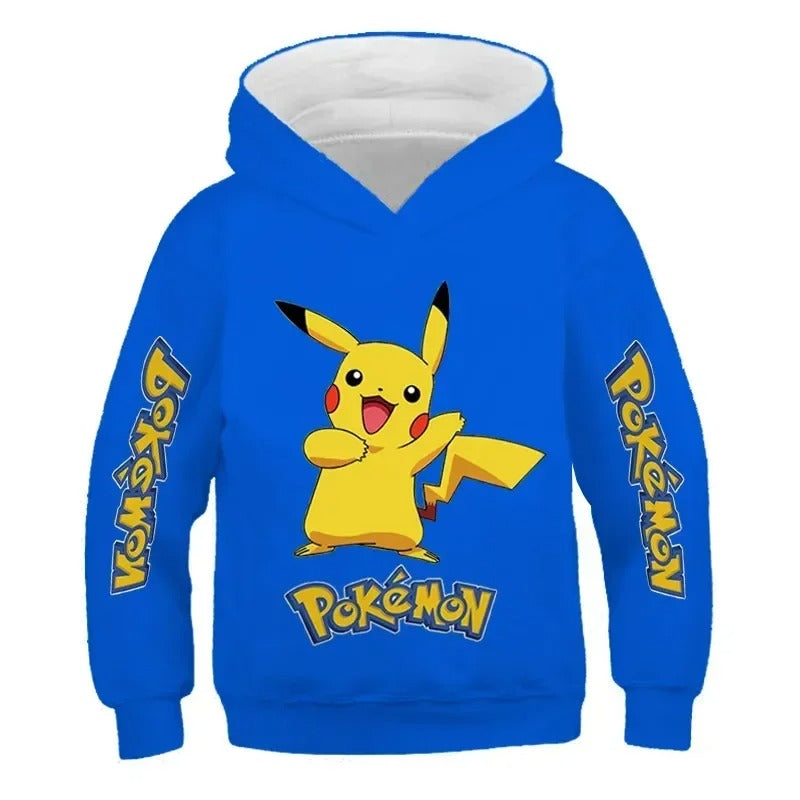 New Autumn 4-14 Years Kids Cotton Pokemon Hoodies Pikachu Sweatshirt Long Sleeve Children Clothes Boys Girls Cool Cute Kids Tops