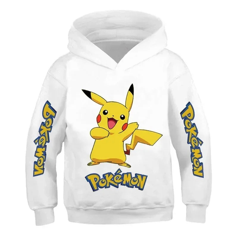 New Autumn 4-14 Years Kids Cotton Pokemon Hoodies Pikachu Sweatshirt Long Sleeve Children Clothes Boys Girls Cool Cute Kids Tops