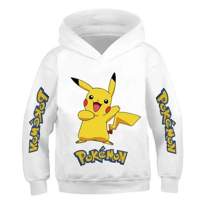 New Autumn 4-14 Years Kids Cotton Pokemon Hoodies Pikachu Sweatshirt Long Sleeve Children Clothes Boys Girls Cool Cute Kids Tops