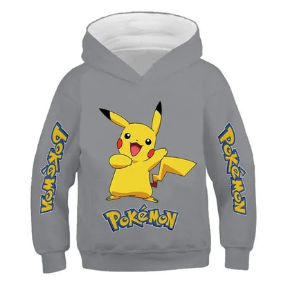 New Autumn 4-14 Years Kids Cotton Pokemon Hoodies Pikachu Sweatshirt Long Sleeve Children Clothes Boys Girls Cool Cute Kids Tops