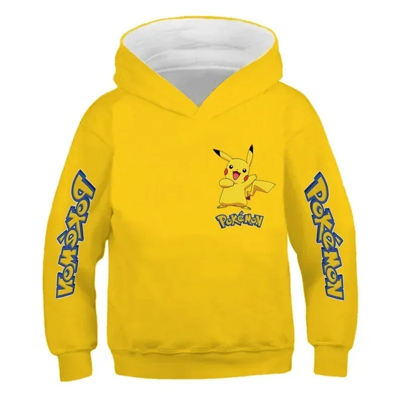 New Autumn 4-14 Years Kids Cotton Pokemon Hoodies Pikachu Sweatshirt Long Sleeve Children Clothes Boys Girls Cool Cute Kids Tops